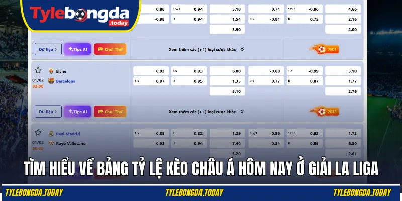 Tìm hiểu về bảng tỷ lệ kèo Châu Á hôm nay ở giải La Liga