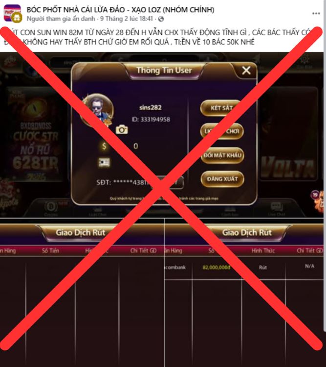 Sunwin bị tố lừa đảo từ nickname ẩn danh